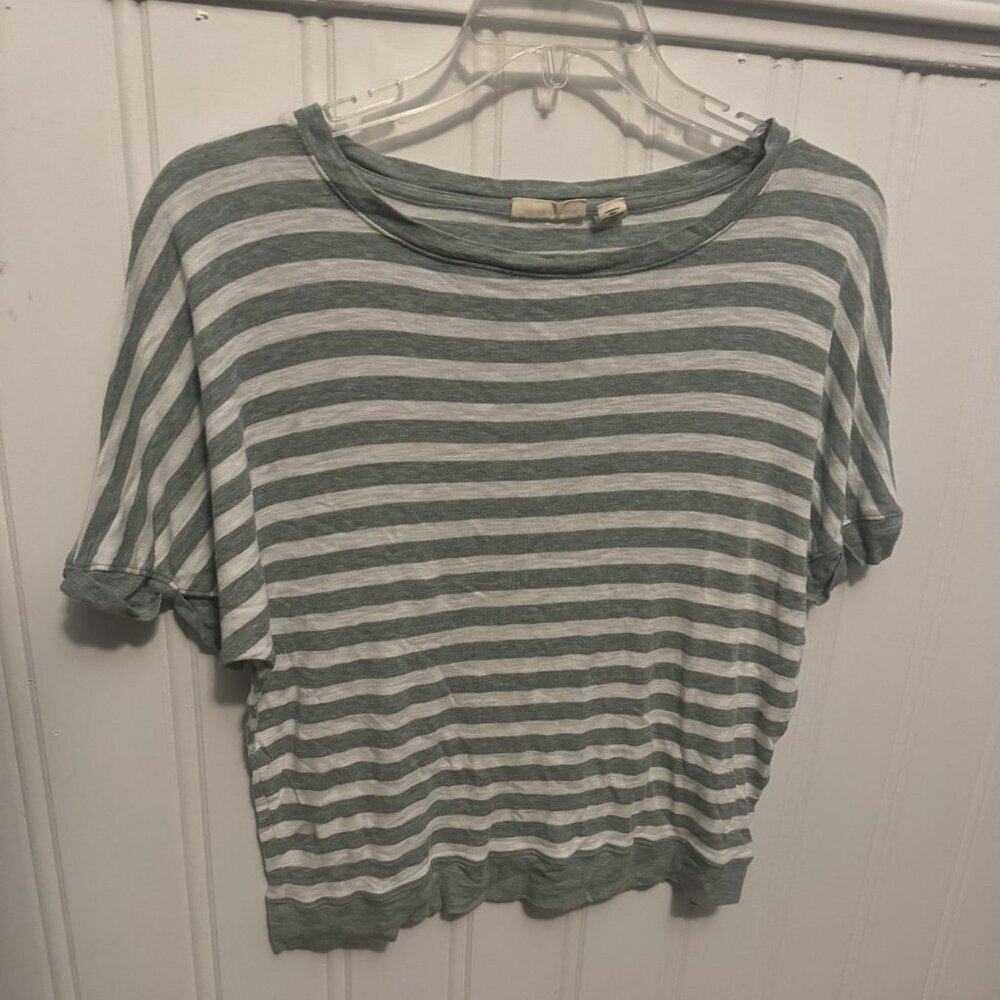 Christian Siriano Light Green and White Striped Top - Size Large
